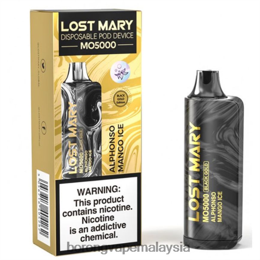 Borong Vape Murah - ais mangga alphonso 88BL20342 LOST MARY MO5000 emas hitam 10ml