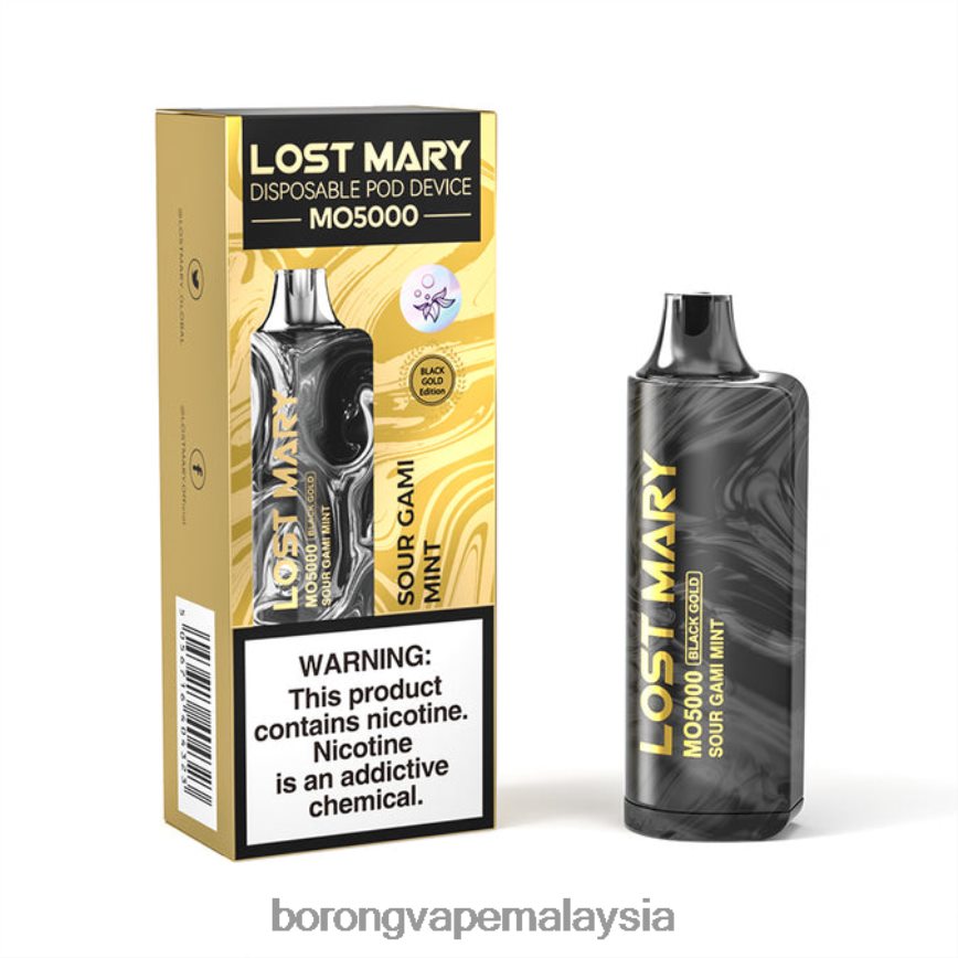 Rokok Elektronik Dan Vape - masam gami pudina 88BL20346 LOST MARY MO5000 emas hitam 10ml