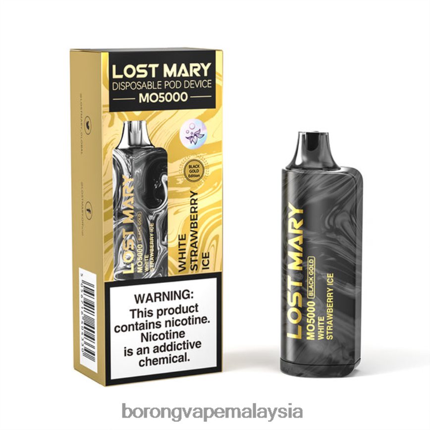 Rokok Elektronik Terbaru - ais strawberi putih 88BL20347 LOST MARY MO5000 emas hitam 10ml