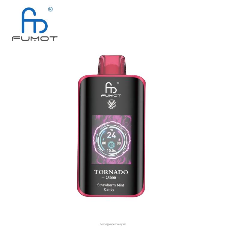 Vape Pakai Buang - gula-gula pudina strawberi Fumot Tornado 25000 vape pakai buang JRL4615